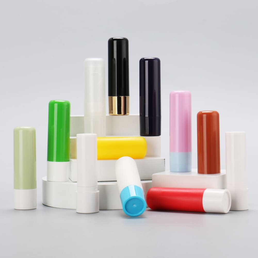 Colorful cosmetic packaging on display