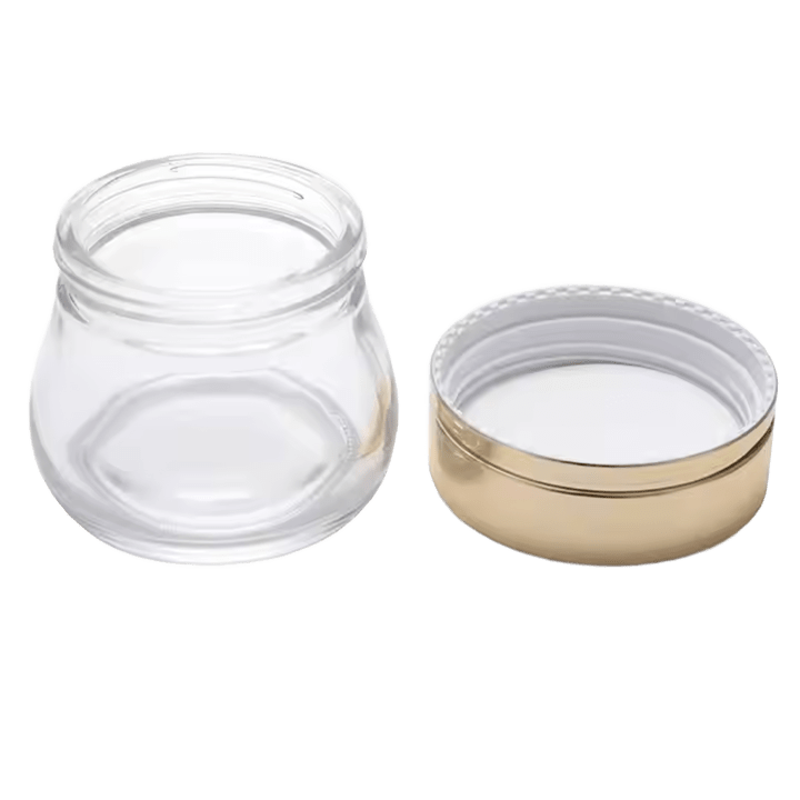 Glass jar and plastic jar side by side