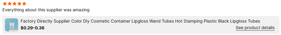 5 star feedback for lip gloss container